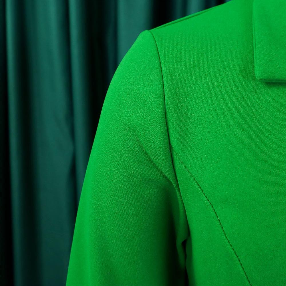 Fashion High Waist Pleated Midi Dress Women Office Business Casual Spliced Slim Fit Blazer Dress