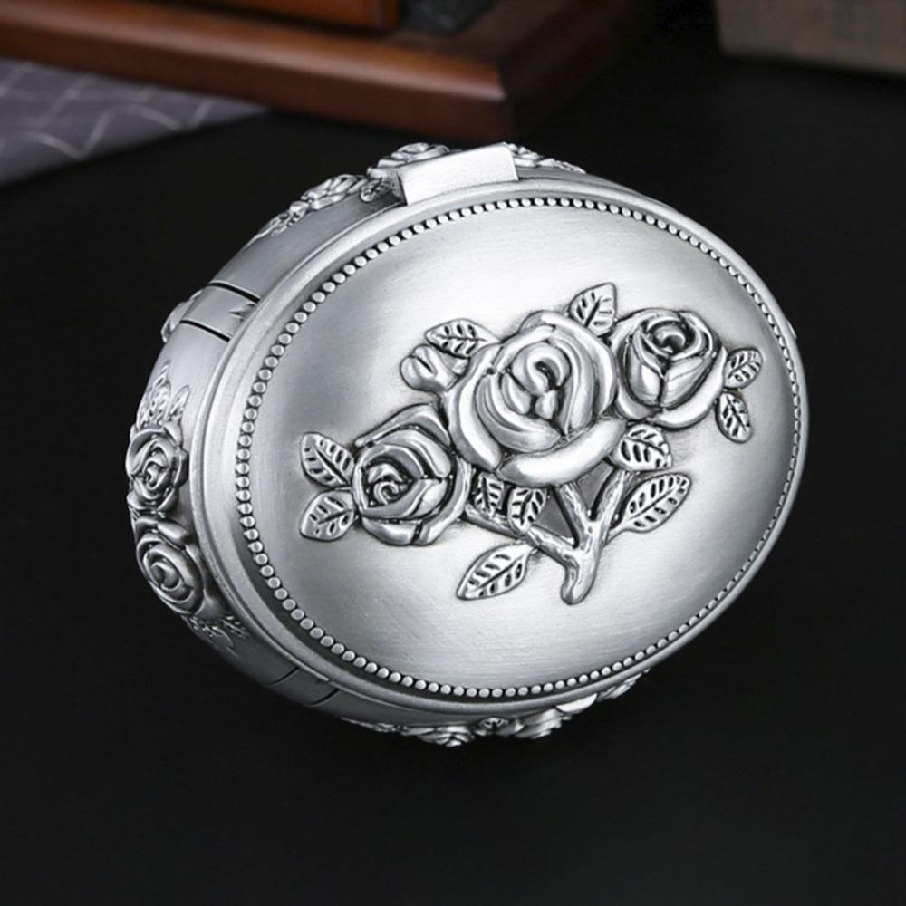Oval Jewelry Organizer Box Zinc Alloy Keepsake Box For Rings Necklaces Earrings
