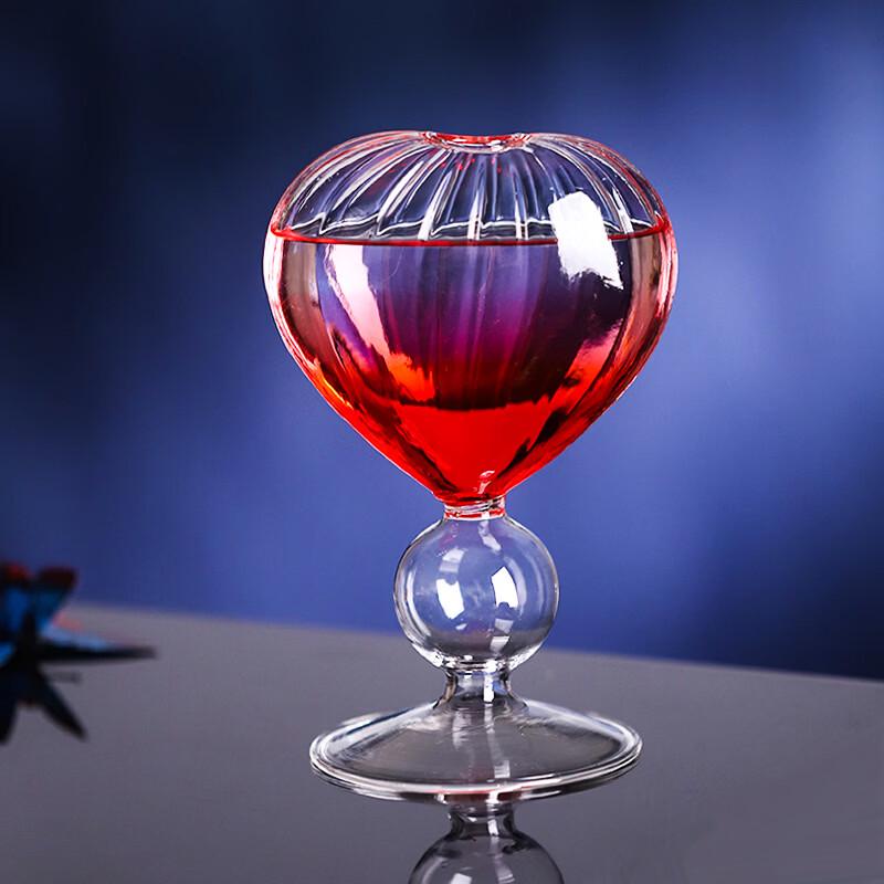 Shangqi Striped Heart Cocktail Glasses (Set of 2)