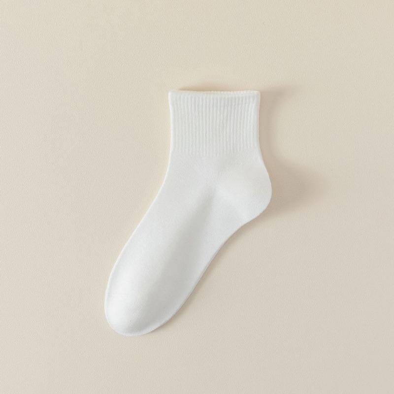 Short Socks, Solid-colored Cotton Socks for Autumn Girls, Women's Double-bar Striped Sweat-absorbing Boneless Sports Socks, Versatile Women's Socks