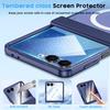 Magnetic Matte Protective Case with Tempered Glass Screen Protector and Hinge Protection for Samsung Galaxy Z Flip 7-Blue
