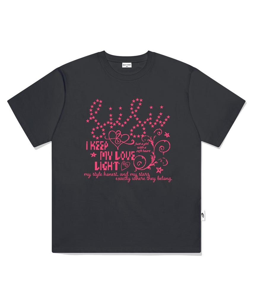 PAGESIISII My Love Light Print Short Sleeve T-Shirt Charcoal