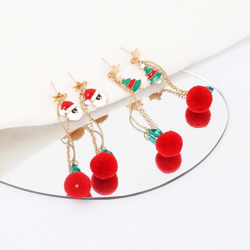 New Accessories Tassel Long Hairball Christmas Earrings, Personalized Fashion Temperament Versatile Design Earrings