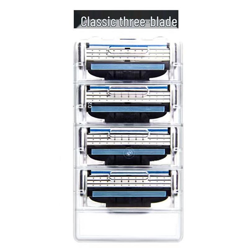 3-Layer Men's Manual Razor Blades - Stainless Steel, Portable, Old-Fashioned Design