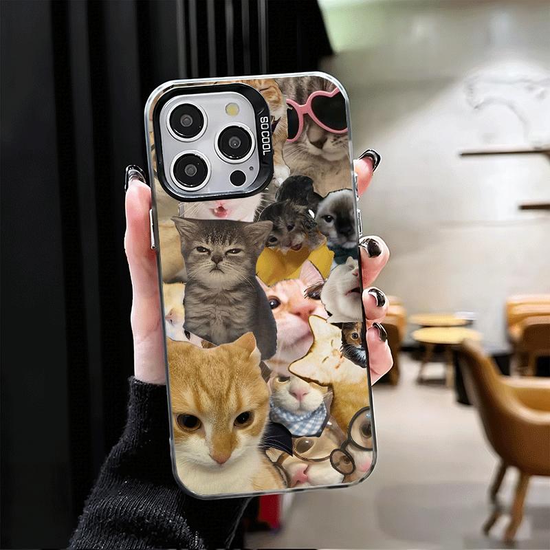 Crying Cats Combine Memes Soft Phone Case for iPhone 15 16 17 Pro Max 17Air 16E 14 Plus 13 12 Mini Shockproof Cover Back Shell