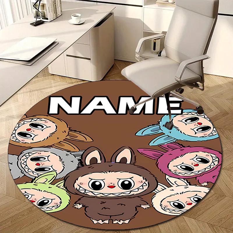 Personalized L-Labubu Round Chair Office Rug - Perfect for Mat, Office Chair & More - Ideal Gift for Birthdays and Holidays