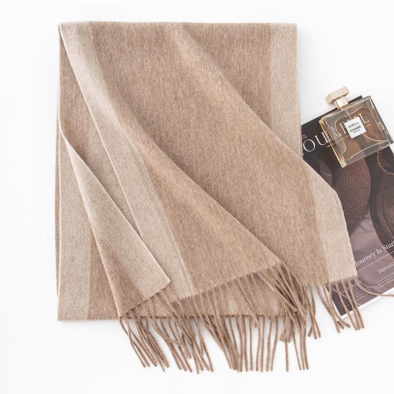Wool Scarf Autumn and Winter Double Sided Solid Color Scarf Women's Thickened Warm Shawl Simple Tassel Versatile Scarf