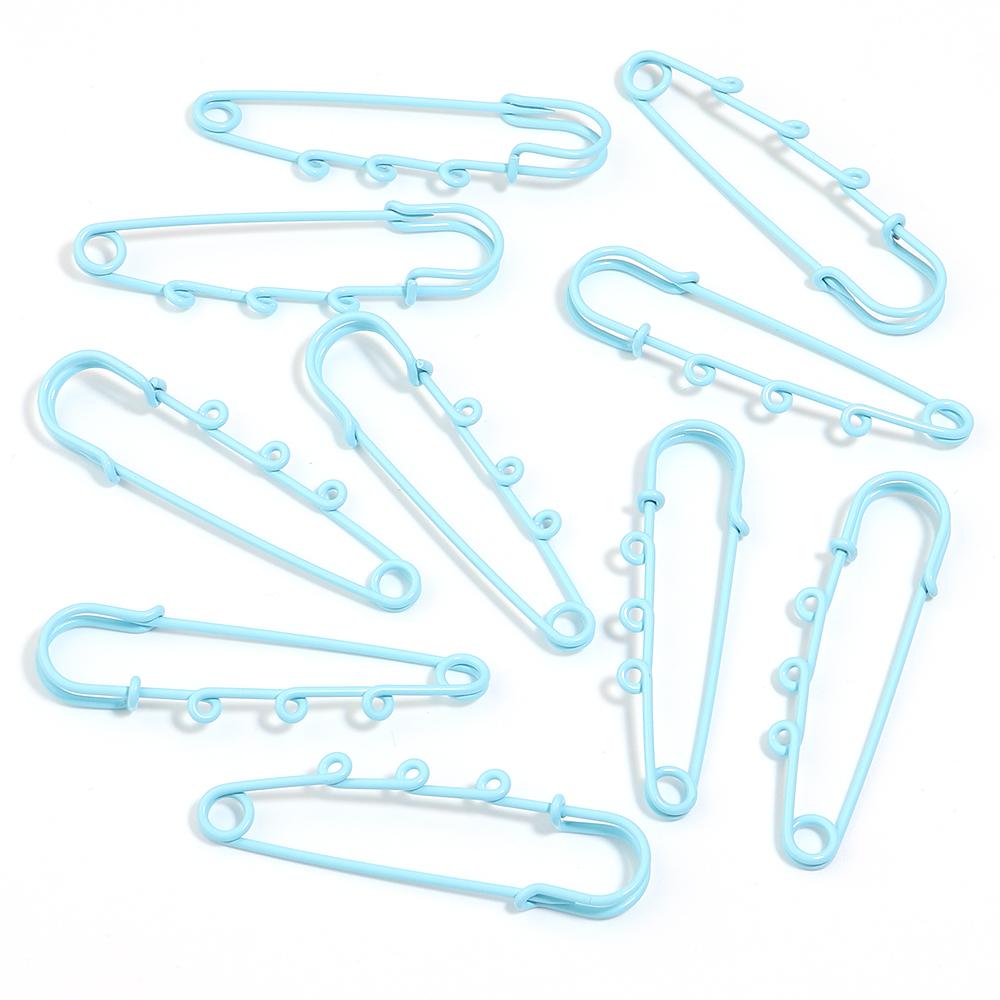 6pcs Safety Pins Brooch Blank Base Brooch Pins With 3 Loops Colorful Metal Pin DIY Brooch Charms For Jewelry Making Accessories