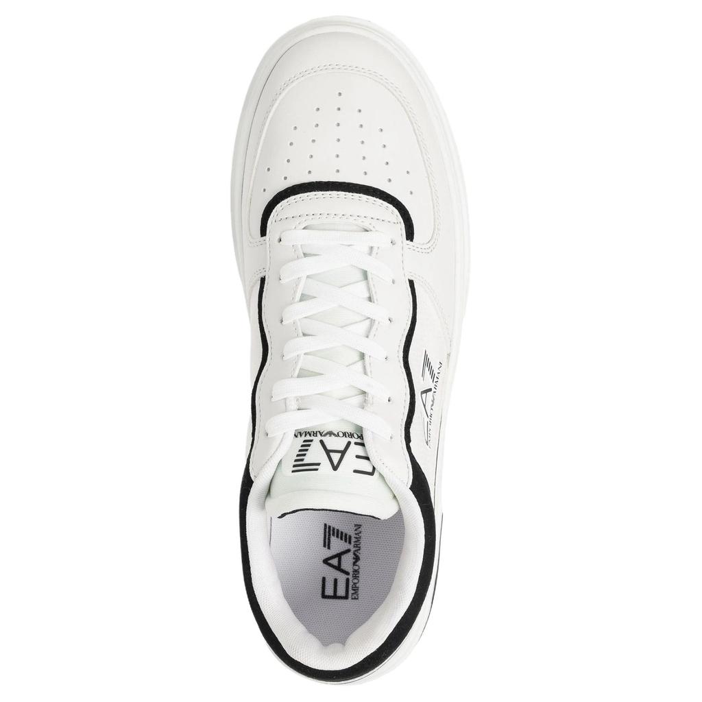 Emporio Armani Fabric PU Logo Print Thick Sole Lace-Up Low-Top Casual Shoes Unisex Sneakers White X8X173XK374U026