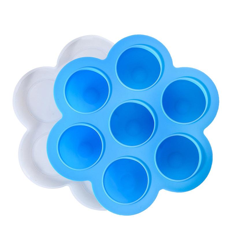 130g Silicone Supplementary Food Box 7-hole with Lid Children's Snack Fresh-keeping Box Ice Grid Air Fryer Egg Steamer