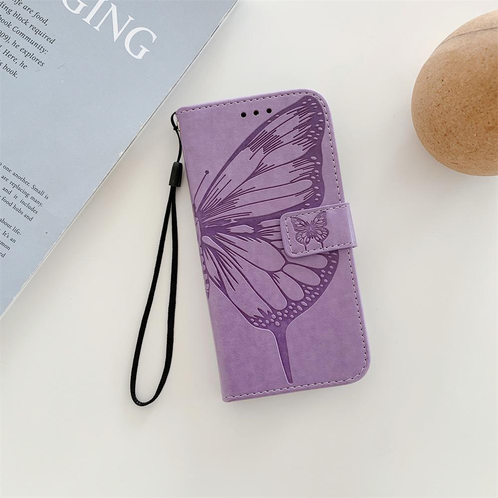 

Wallet Hand Strap Case on For iPhone 17 16 15 14 13 12 11 Pro Max 17 Air 16E 15 14 Plus Butterfly Leather Lanyard 3 Cards Cover iPhone17