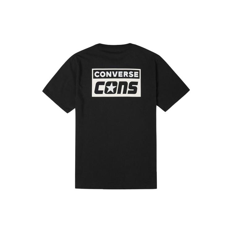 Converse Alphabet Logo Printing Retro Casual Short Sleeve Black Men s 10021134-A01 XL
