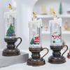 Glittering Christmas Snow Globe Candle Battery Operated LED Flameless Candle Glitter Lamp Christmas Decoration Night Light Gift
