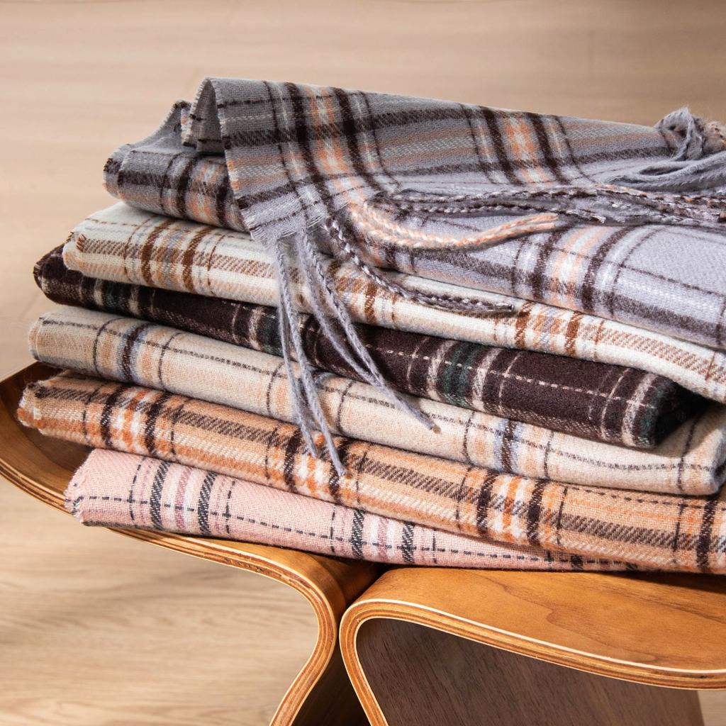 Scarf New Imitation Cashmere Retro Scarf Women's Korean Autumn and Winter Plaid Scarf Tassel Shawl Scarf