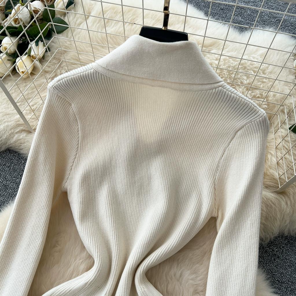 Autumn Winter Women Elegant Bowtie Collar Knitted Office Work Midi Sweater Dress