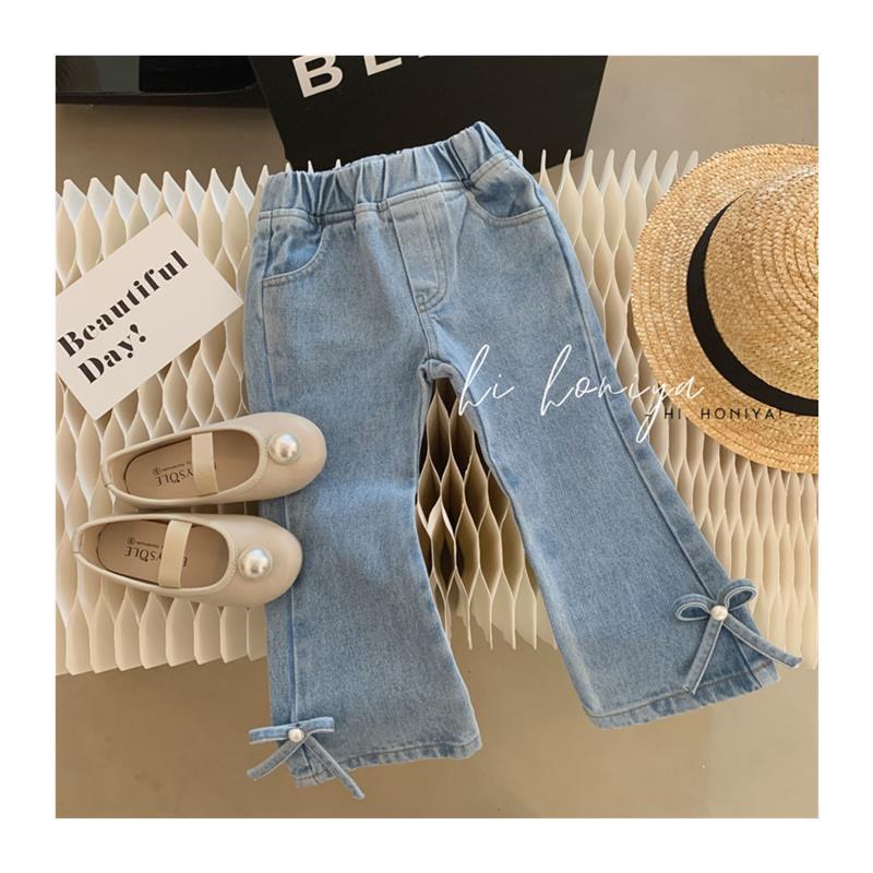 Girls' Bowknot Denim Flare Pants - Super Soft Spring/Autumn Fashion Jeans