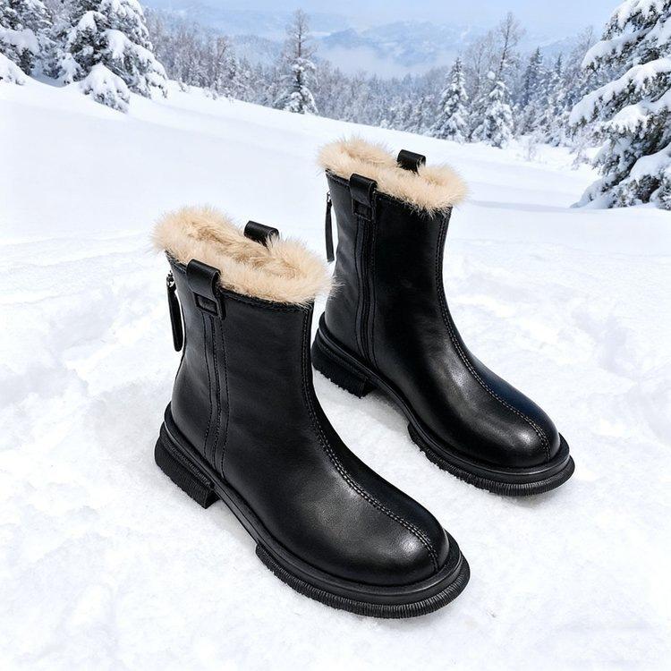 

Fashion cotton shoes Martin boots winter 2025 new thick velvet warm snow boots versatile thick-soled velvet short boots women 35