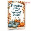 Iron Metal Tin Sign  Exquisite Pumpkin Kiss and Harvest Blessings Wall Decor with Autumn Leaves and Pumpkin Pattern