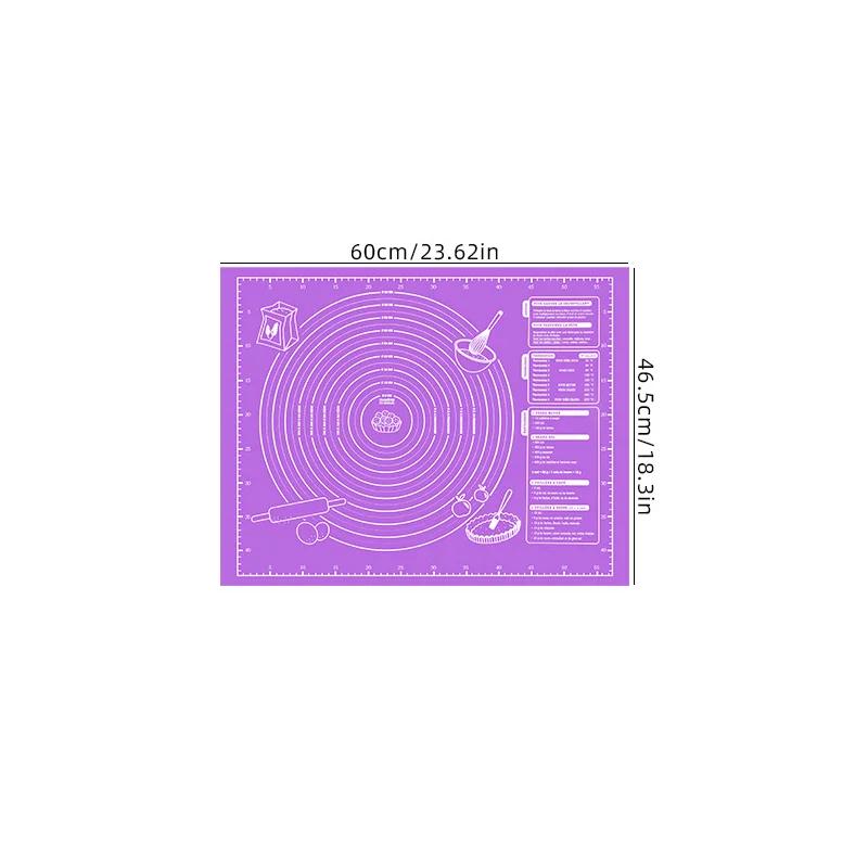 Antihaft-Silikon-Backmatte, rutschfest, groß, leicht zu reinigen, Knetmatte mit Skala, Silikon-Backmatte für Fondant, Pizza, Kekse