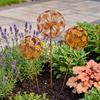 Rustic 3D Sphere Flower Stakes Metal Art Outdoor Decor  Patio Lawn Art Craft