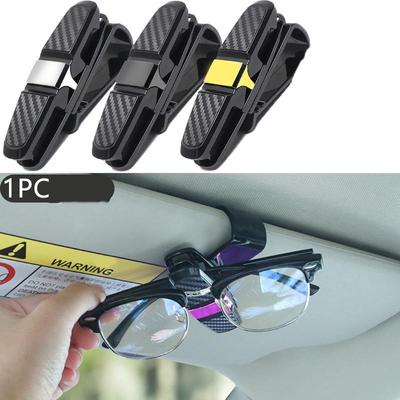 1PCS Carbon Faser Auto Gläser Clip Kreative Vielseitigkeit Auto Sonnenblende Gläser Halter Ticket Clip Auto Zubehör
