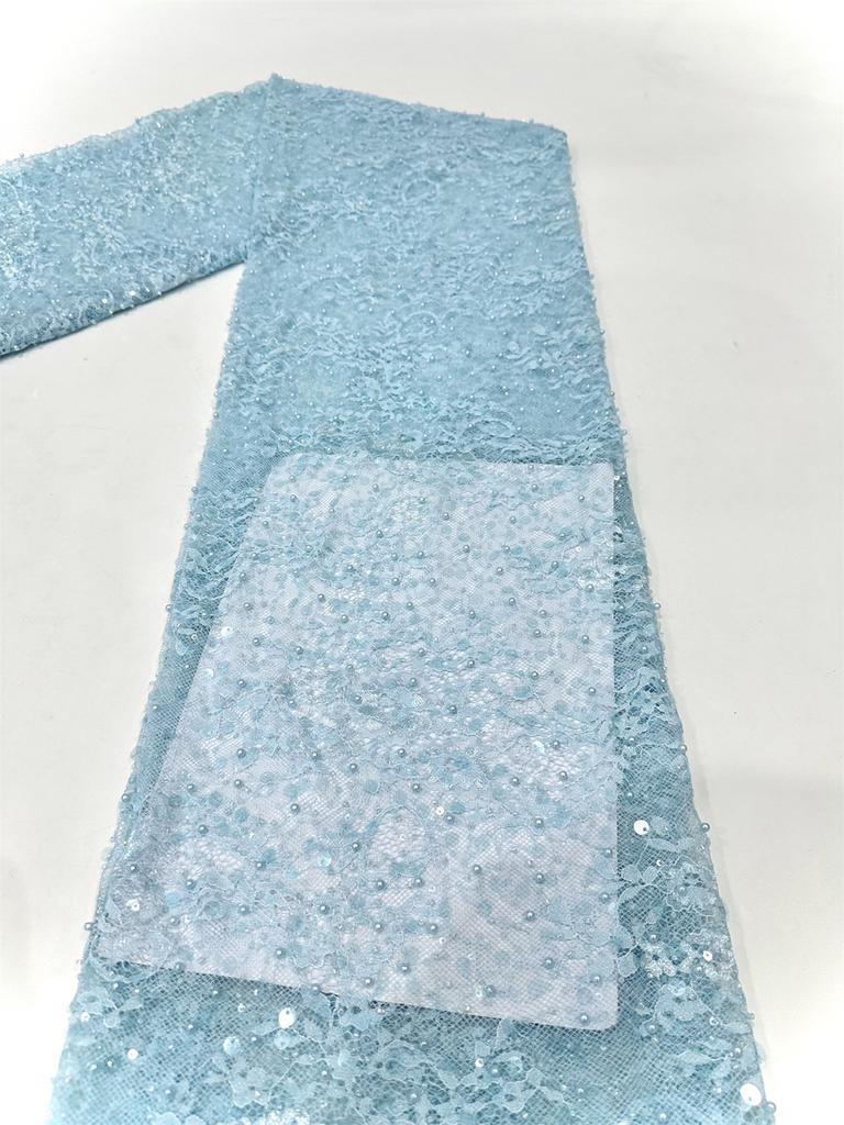 Luxury French Mesh Beads Lace Fabric 2025 High Quality African Sequins Mesh Lace Fabrics For Nigerian Women Wedding Dress Sewing