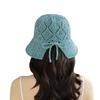 Hollow Knitted Bucket Cap, Rear Split Basin Cap, Summer Breathable Sunscreen Visor, Outdoor Travel Shows A Small Face