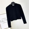 Sexy Black Cotton Women's Clothing O Neck Long Sleeve Navel Autumn Base Women's Clothing Fashion Casual Ropa Mujer