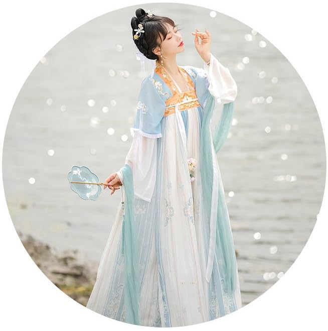 [Hosaku Co., Ltd.] Women's Ancient Chinese Tang Dynasty Hanfu Costume, Cosplay, Photoshoot Costume, Classic Beauty Outfit, Halloween, Stage Performanc
