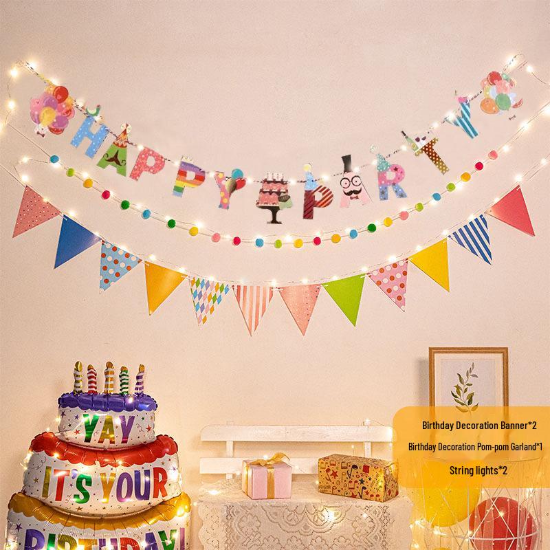 First Birthday Pom-Pom Bunting & Photo Banner for Boys and Girls