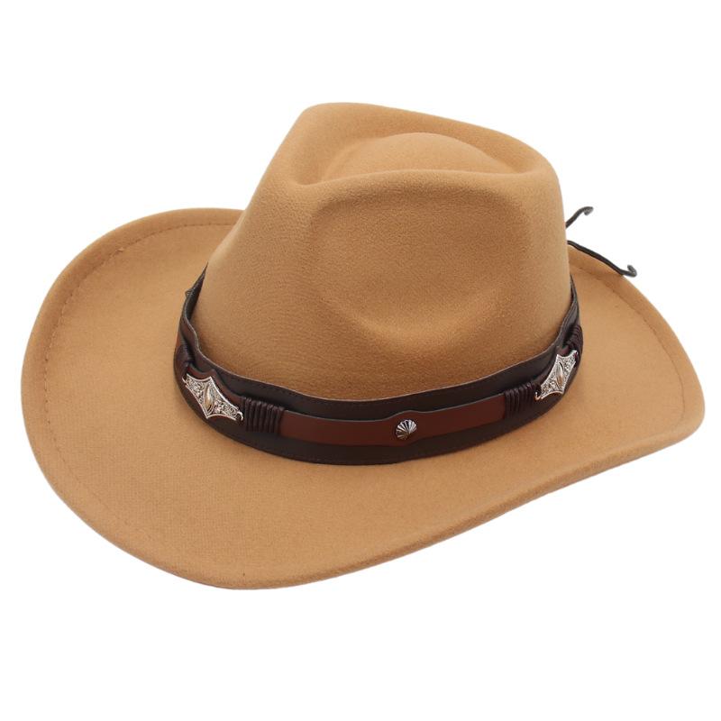 Western Cowboy Hat Dance Performance Jazz Hat Belt Accessories Felt Hat Studio Couple Hat