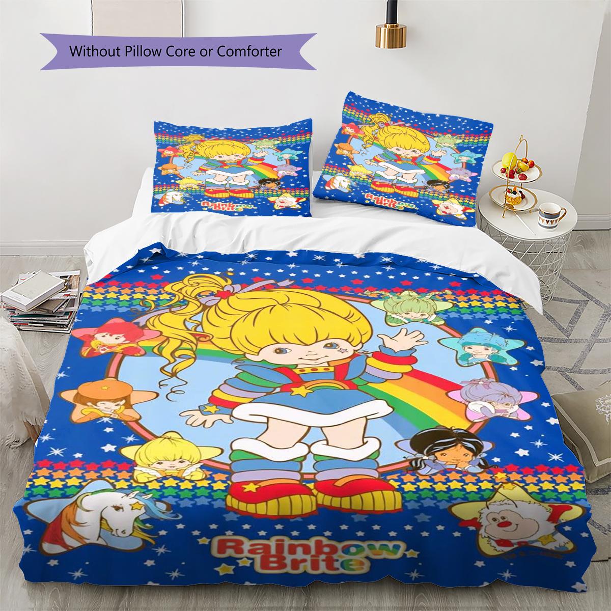

Rainbow Brite Pattern Bedding Quilt Set Quilt Cover Pillowcase Home Decoration Gift (1 * duvet cover + 2 * pillowcase, without core) 135x200cm