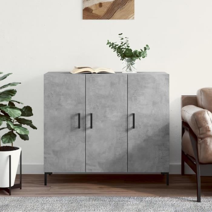 VidaXL Buffet gris béton 90x34x80 cm bois d'ingénierie 828112