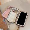 For iPhone 17 Pro Max Case Rhinestone Frame Striped Plush TPU PC Phone Cover with Strap