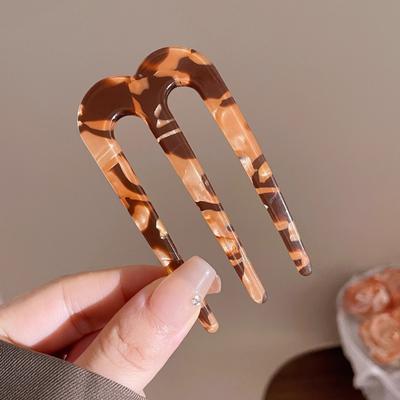 Geometric Three Toothed Insert Comb Hairstyle Tools Chinese Style Acetic Acid Hairpin Headdress Hair Accessories