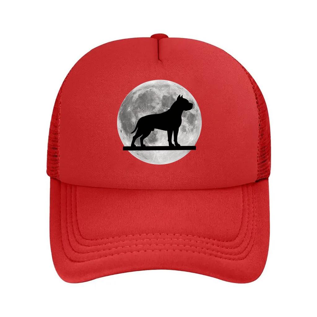 Black Dog Silhouette Full Moon Graph Mesh Baseball Cap For Womens Unisex FeUnisex Beach Dad Hat Hip Hop