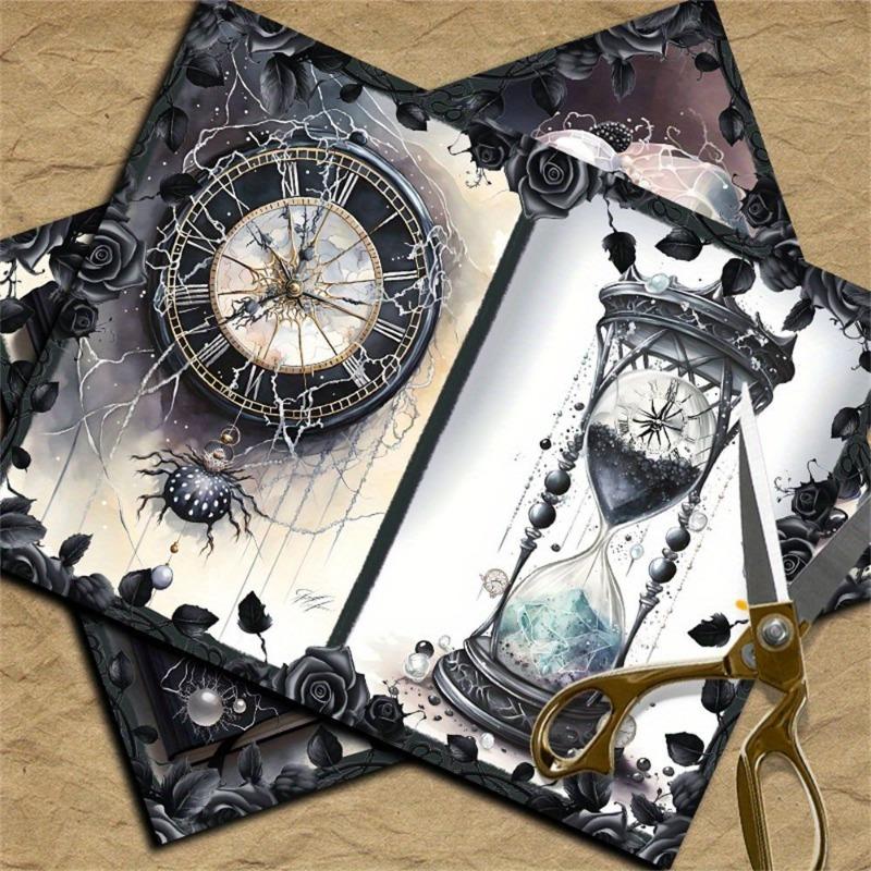 12 Arkuszy Gotycki Czarny Las Blok Papieru do Scrapbookingu, Vintage Papiernicze do Journalingu DIY, Ciężki Karton Narzędzia do Dekoracji