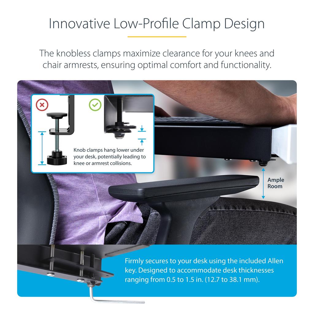 Desk Extender Clamp Mount Width X Depth Cm Compatible with Tabletop Thickness To Cm Steel Arm Wrist Rest Keyboard Mouse Stand Aftermarket Desk Table