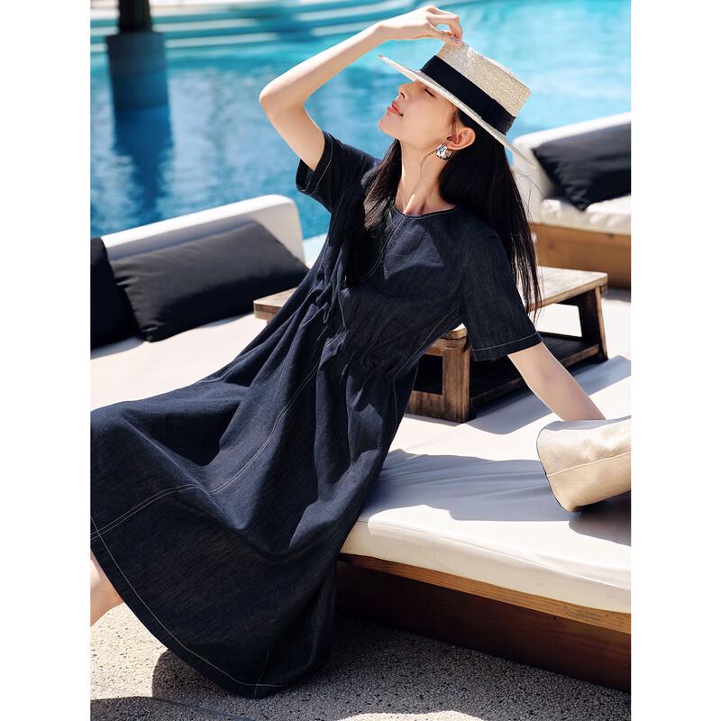 

Женское джинсовое платье А-силуэта с присборенной талией из лиоцелла, льна XL