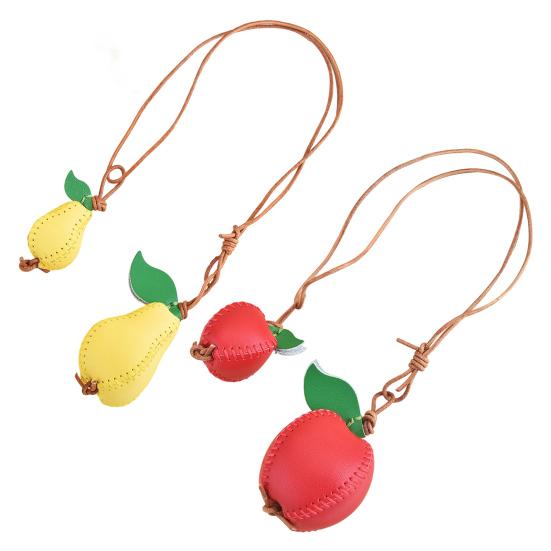 Pendentif Sac Cousu Main Cuir Artificiel Forme Fruit Porte-Clés Polyvalent Jaune Vert Décoration Été