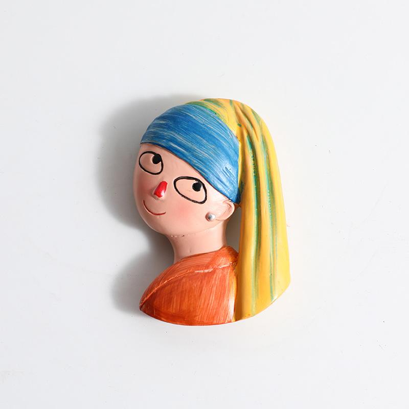 Refrigerator Paste Magnetic Decoration 3d Magnetic Fridge Magnet Cartoon Van Gogh Mona Lisa Spanish Girl World Tourism Souvenirs