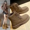 Women's Fashion Boots Retro Leather Ankle Boots Women Luxury Soft Sole Short Boots New Platform Non-slip Round Toe