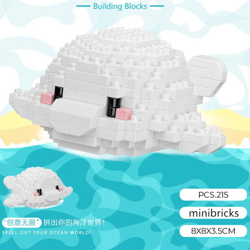 NEW Cute Marine Animals Turtles Dolphins Crabs Fish Clownfish Octopus Building Blocks Kit Girl Bricks Model Kids Toy Children