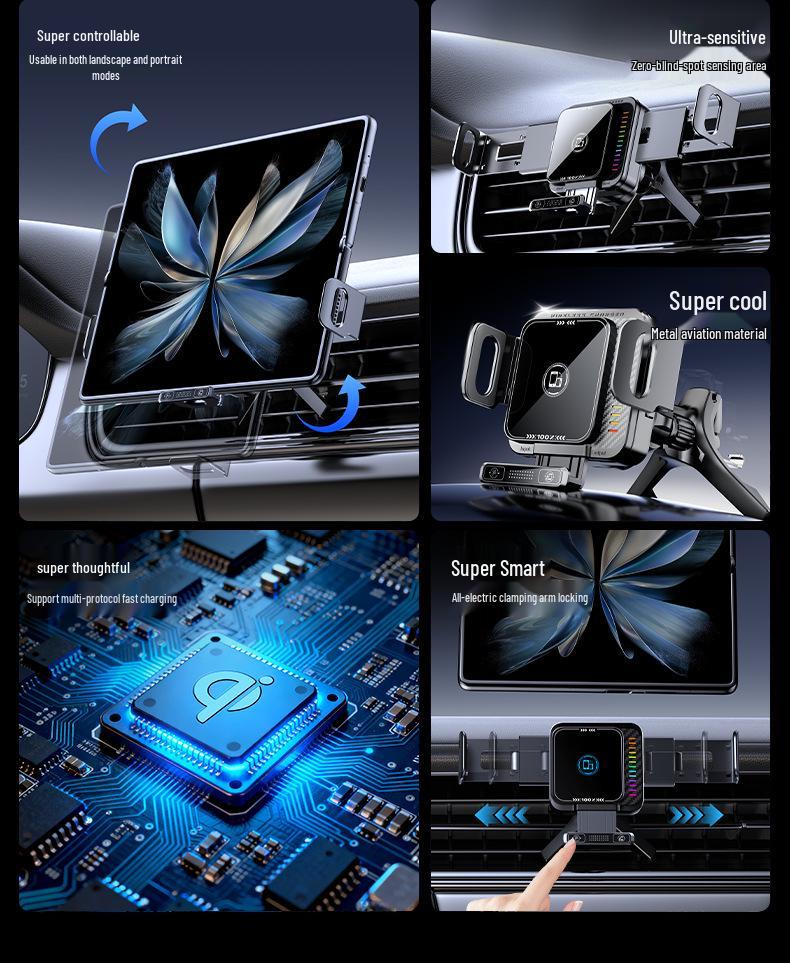 Four-Axis Wireless Car Charger & Phone Holder with Auto-Induction