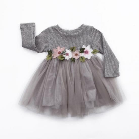 3Colors Lovely Toddler Kids Baby Girls Dress Long Sleeve Floral Lace Dress Wedding Party Pageant Prom Dresses
