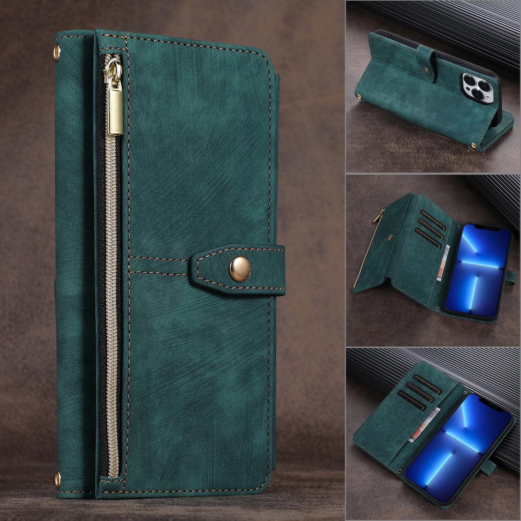Reißverschluss-Brieftasche, Kartenhalter, Schlüsselband aus Leder für iPhone 14 Plus13 12 11 Pro Max XSMAX für Samsung S23 S22 S21 S20 Ultra Plus Note20Ultra A13 A53 A14 A54