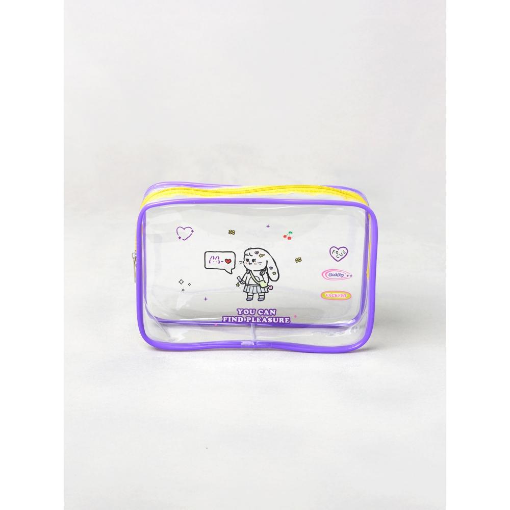 

Прозрачный квадратный чехол среднего размера с дизайном кролика Daiso