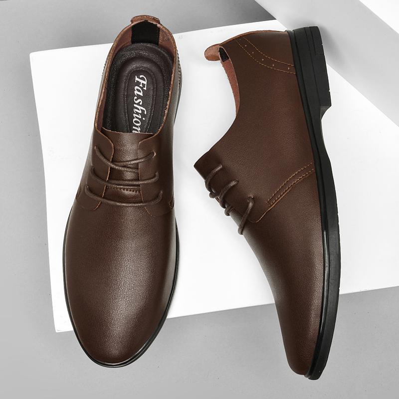 Genuine Leather Mens Oxford Shoes Comfortable Formal Dress Footwear Leisure Walk Casual Shoes Lace-Up Male Derby Shoes