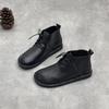 Johnature Handmade Genuine Leather Ankle Boots Casual Soft Cowhide Round Toe Lace Up Flat Women's Shoes