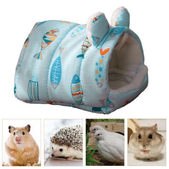 Przytulny dom dla chomika małe zwierzę łóżko dla zwierząt domowych kreskówka królik nadruk z marchewką wiewiórka wisząca klatka świnki morskie myszy szczur zimowe ciepłe łóżko dla zwierząt